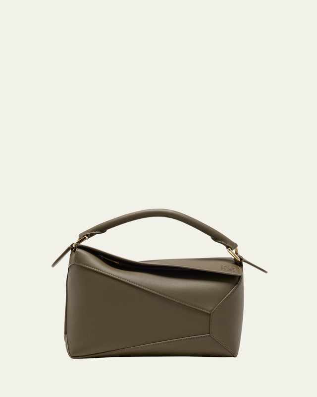 Puzzle Edge Small Top-Handle Bag in Leather